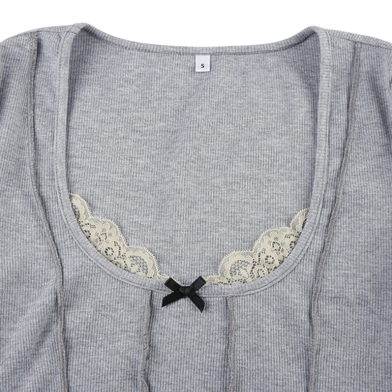 Stylish Work Outfits, Outfit Summer Ideas Lace Trim Ribbed Crop Top Stylish Work Outfits, Outfit Summer Ideas Lace Trim Ribbed Crop Top