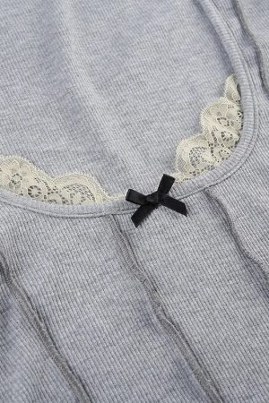 Stylish Work Outfits, Outfit Summer Ideas Lace Trim Ribbed Crop Top