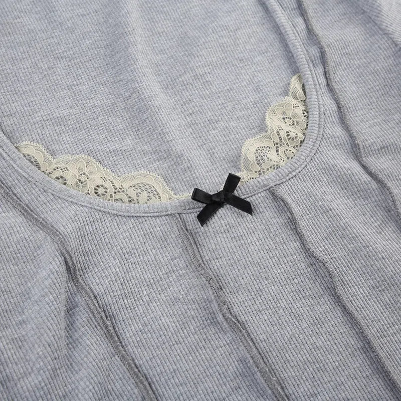 Stylish Work Outfits, Outfit Summer Ideas Lace Trim Ribbed Crop Top Stylish Work Outfits, Outfit Summer Ideas Lace Trim Ribbed Crop Top