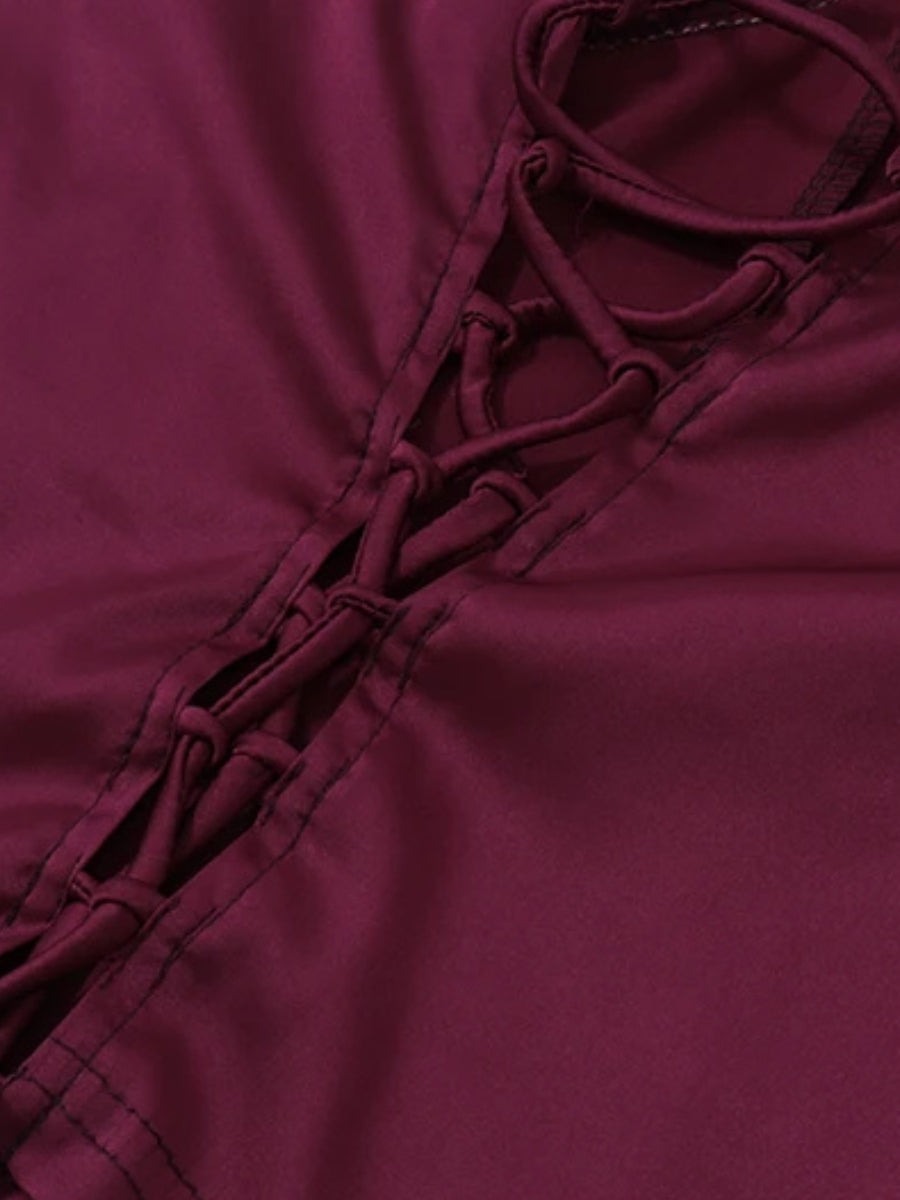 Stylish Work Outfits, Outfit Summer Ideas Lace Up Corset Top & Maxi Skirt Two Piece Set Stylish Work Outfits, Outfit Summer Ideas Lace Up Corset Top & Maxi Skirt Two Piece Set