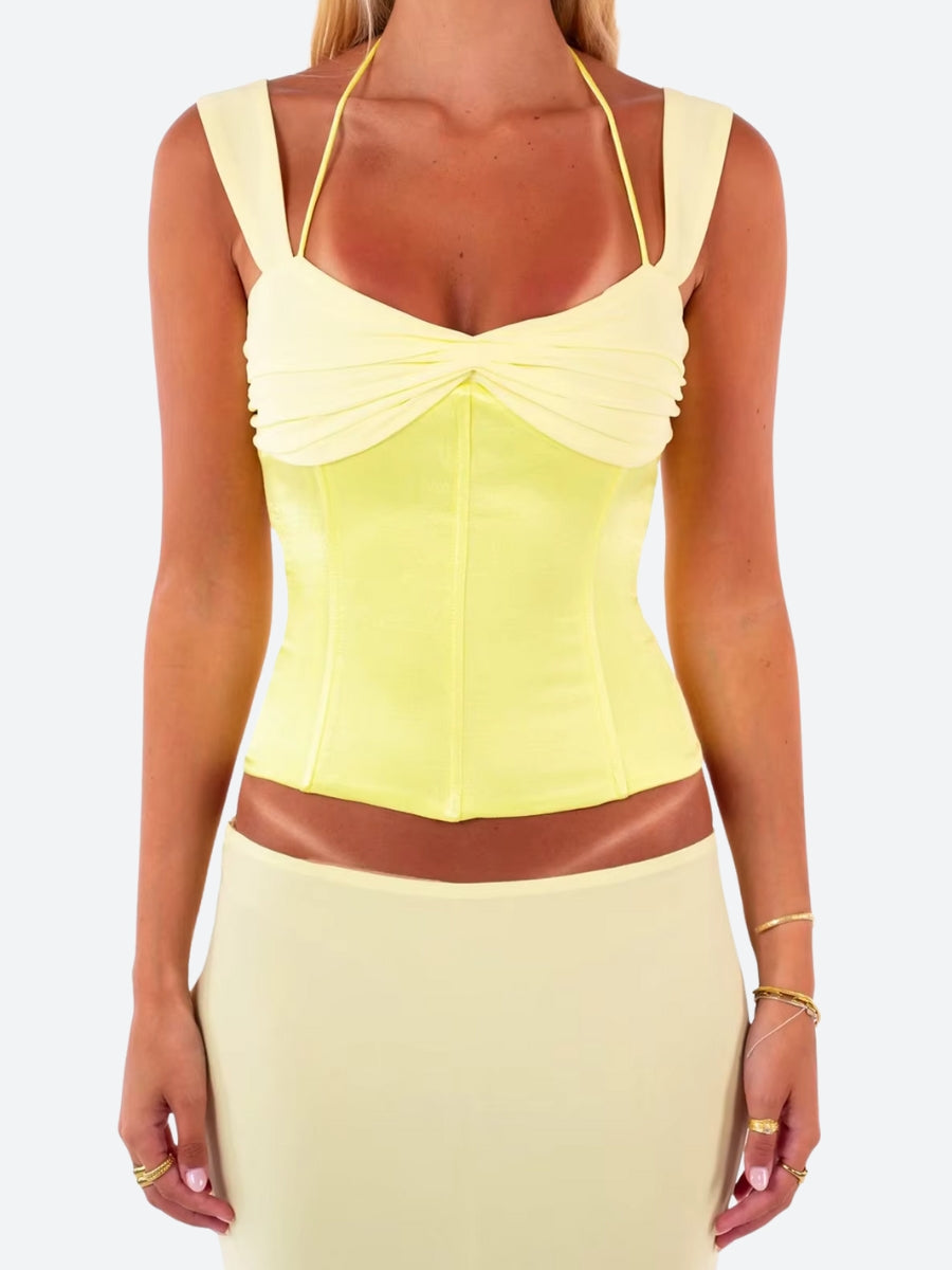 Stylish Work Outfits, Outfit Summer Ideas Lace Up Corset Top & Maxi Skirt Two Piece Set Stylish Work Outfits, Outfit Summer Ideas Lace Up Corset Top & Maxi Skirt Two Piece Set