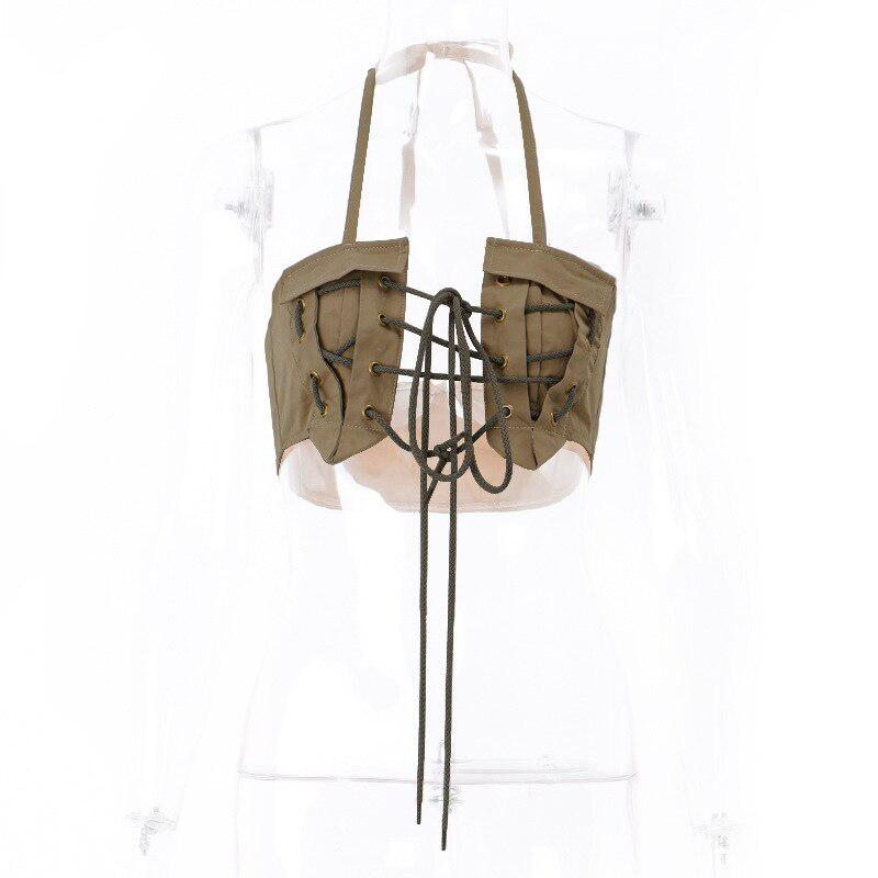 Stylish Work Outfits, Outfit Summer Ideas Lace Up Halter Top Stylish Work Outfits, Outfit Summer Ideas Lace Up Halter Top