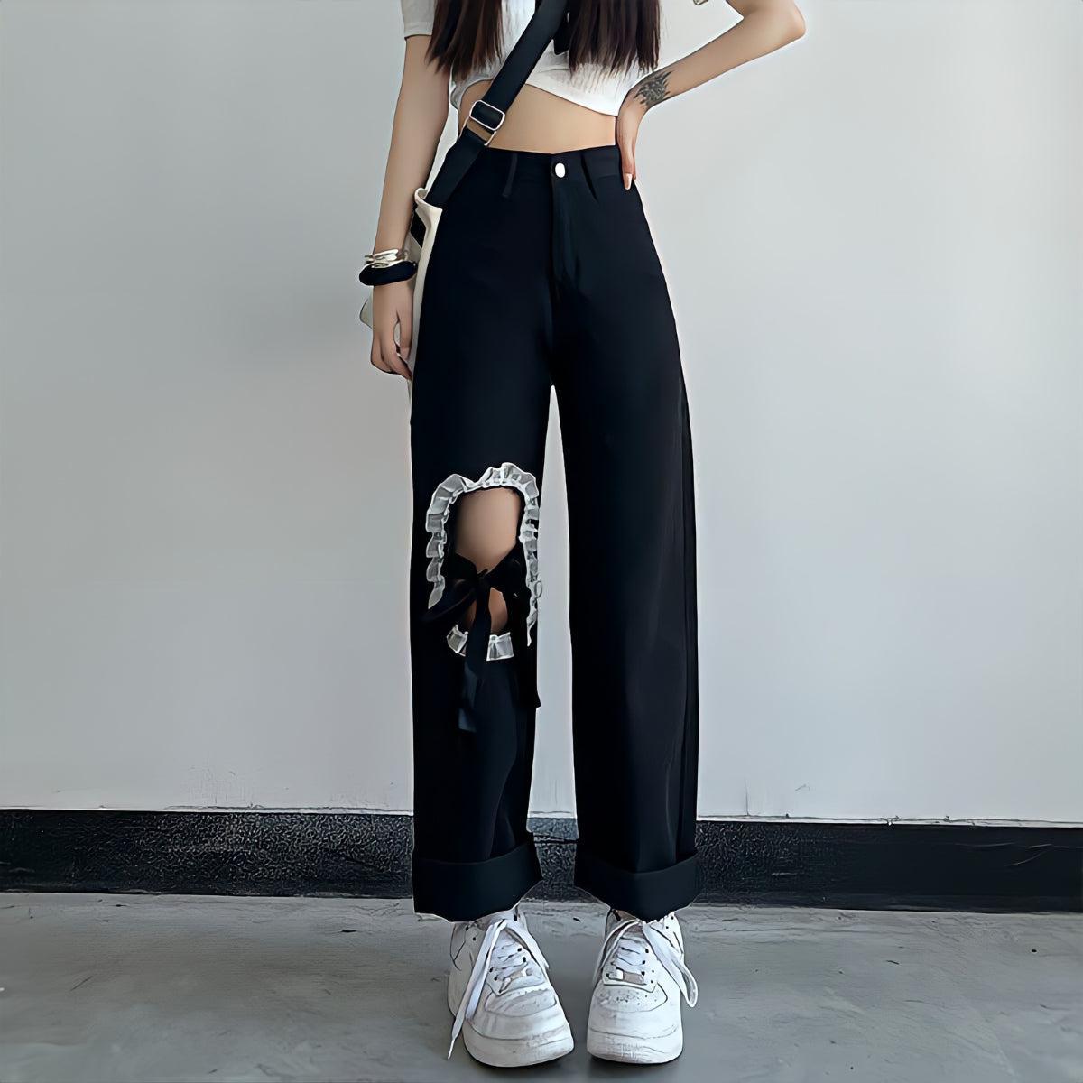 Stylish Work Outfits, Outfit Summer Ideas Lace Up Knee Washed Jeans Stylish Work Outfits, Outfit Summer Ideas Lace Up Knee Washed Jeans