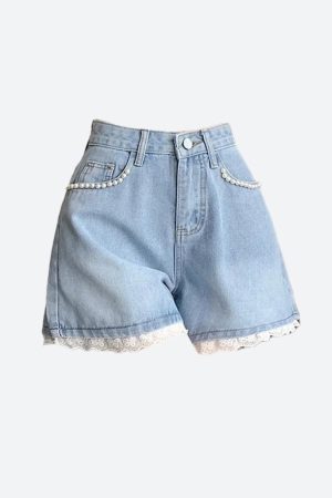 Stylish Work Outfits, Outfit Summer Ideas Lace Wide Leg Denim Shorts