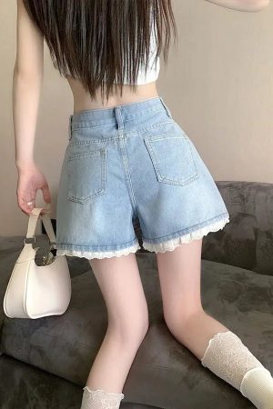 Stylish Work Outfits, Outfit Summer Ideas Lace Wide Leg Denim Shorts