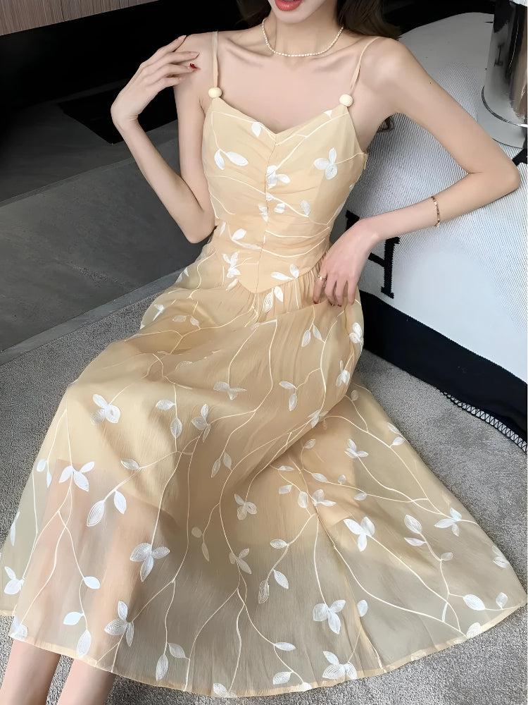 Stylish Work Outfits, Outfit Summer Ideas Leaves Mesh Midi Dress Stylish Work Outfits, Outfit Summer Ideas Leaves Mesh Midi Dress