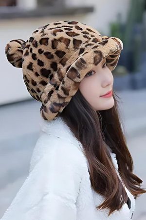Stylish Work Outfits, Outfit Summer Ideas Leopard Ear Plush Hat