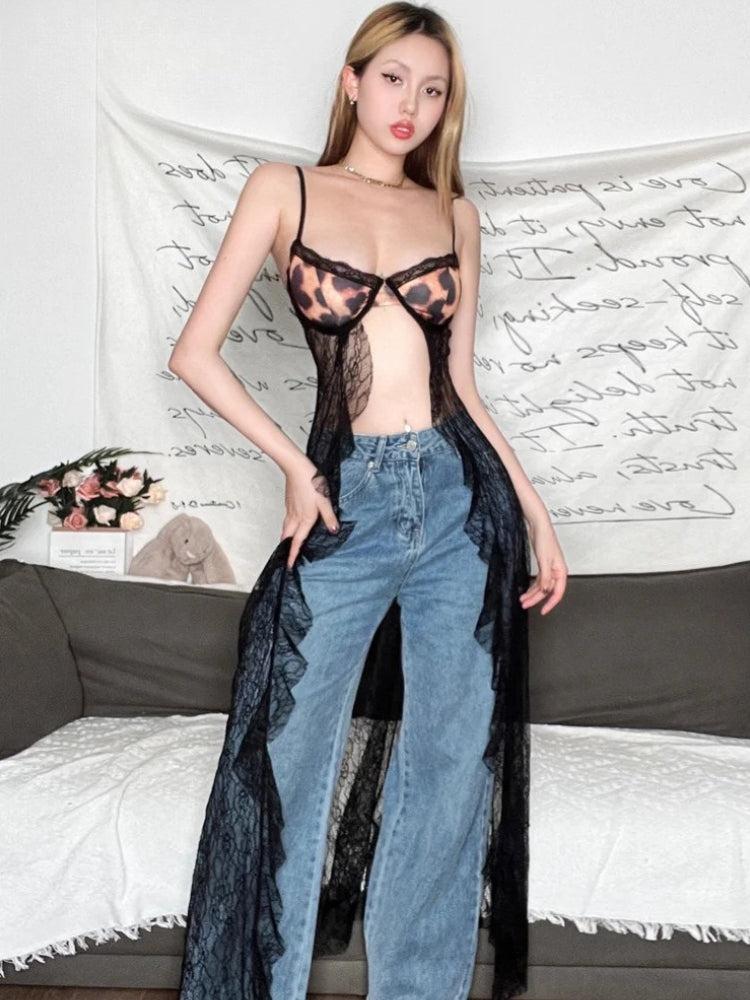 Stylish Work Outfits, Outfit Summer Ideas Leopard Lace Bra Top