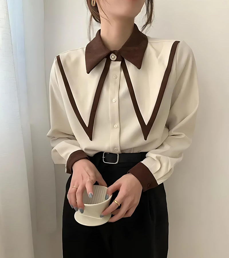 Stylish Work Outfits, Outfit Summer Ideas Light Academia Contrast Shirt