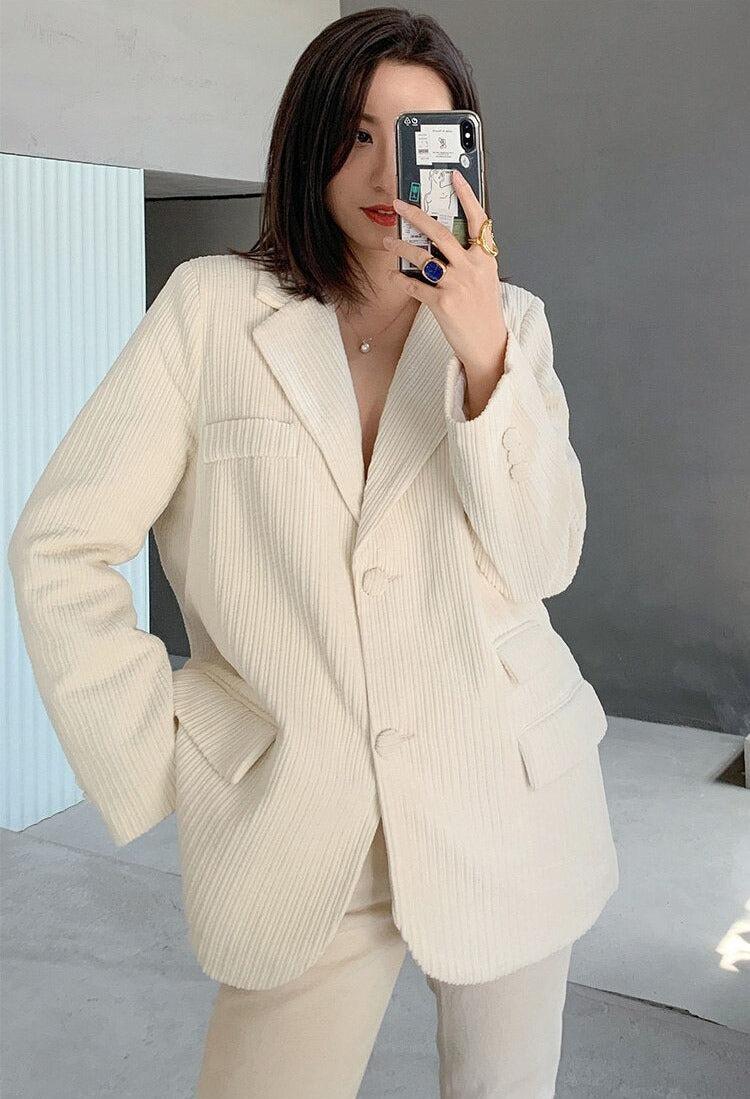 Stylish Work Outfits, Outfit Summer Ideas Light Academia Corduroy Blazer
