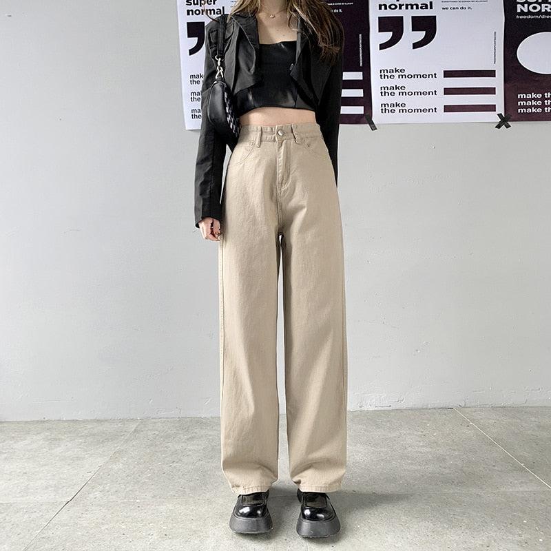 Stylish Work Outfits, Outfit Summer Ideas Light Academia High Waist Denim Pants