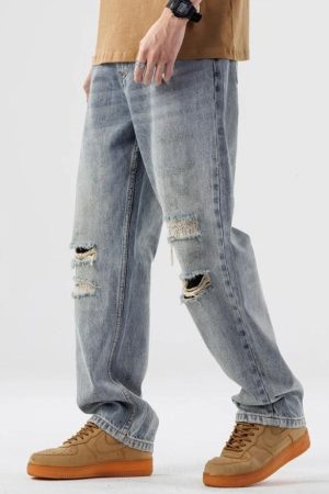 Stylish Work Outfits, Outfit Summer Ideas Light Wash Distressed Knee Jeans