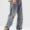 Stylish Work Outfits, Outfit Summer Ideas Light Wash Distressed Knee Jeans