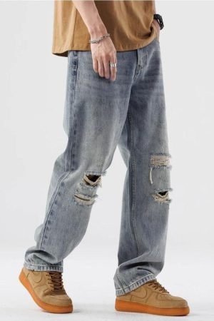 Stylish Work Outfits, Outfit Summer Ideas Light Wash Distressed Knee Jeans