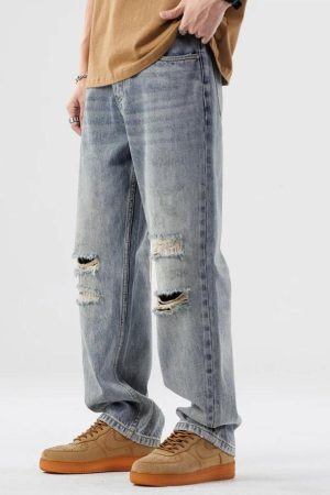 Stylish Work Outfits, Outfit Summer Ideas Light Wash Distressed Knee Jeans