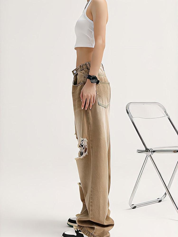 Stylish Work Outfits, Outfit Summer Ideas Light Wash Low Rise Ripped Jeans Stylish Work Outfits, Outfit Summer Ideas Light Wash Low Rise Ripped Jeans