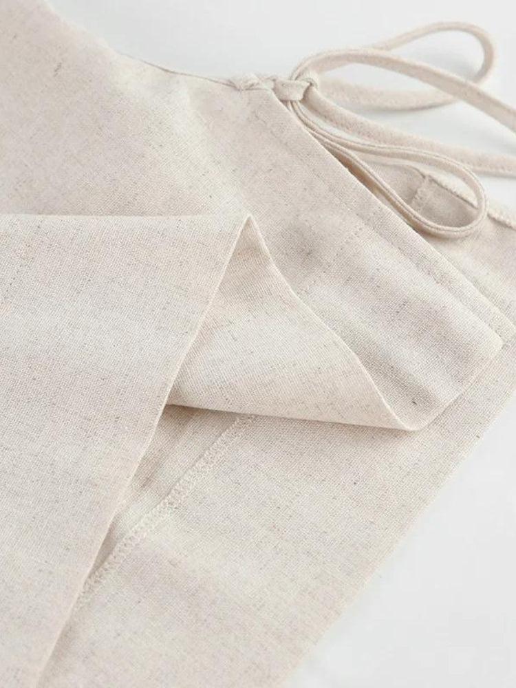 Stylish Work Outfits, Outfit Summer Ideas Linen Lace Up Crop Top & Pants Two Piece Set Stylish Work Outfits, Outfit Summer Ideas Linen Lace Up Crop Top & Pants Two Piece Set