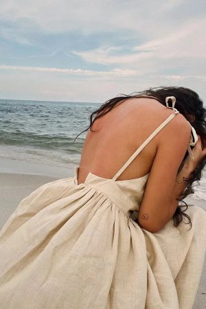 Stylish Work Outfits, Outfit Summer Ideas Linen Midi Dress