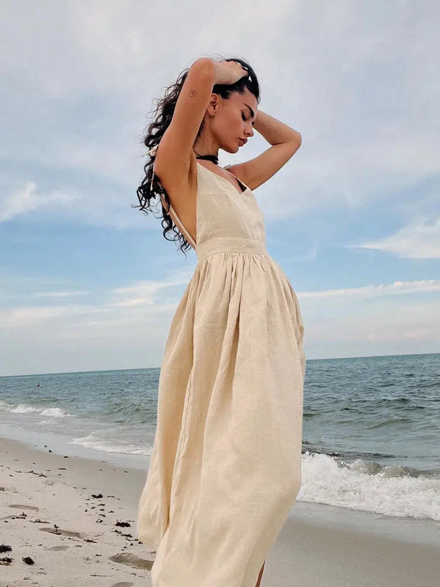 Stylish Work Outfits, Outfit Summer Ideas Linen Midi Dress Stylish Work Outfits, Outfit Summer Ideas Linen Midi Dress