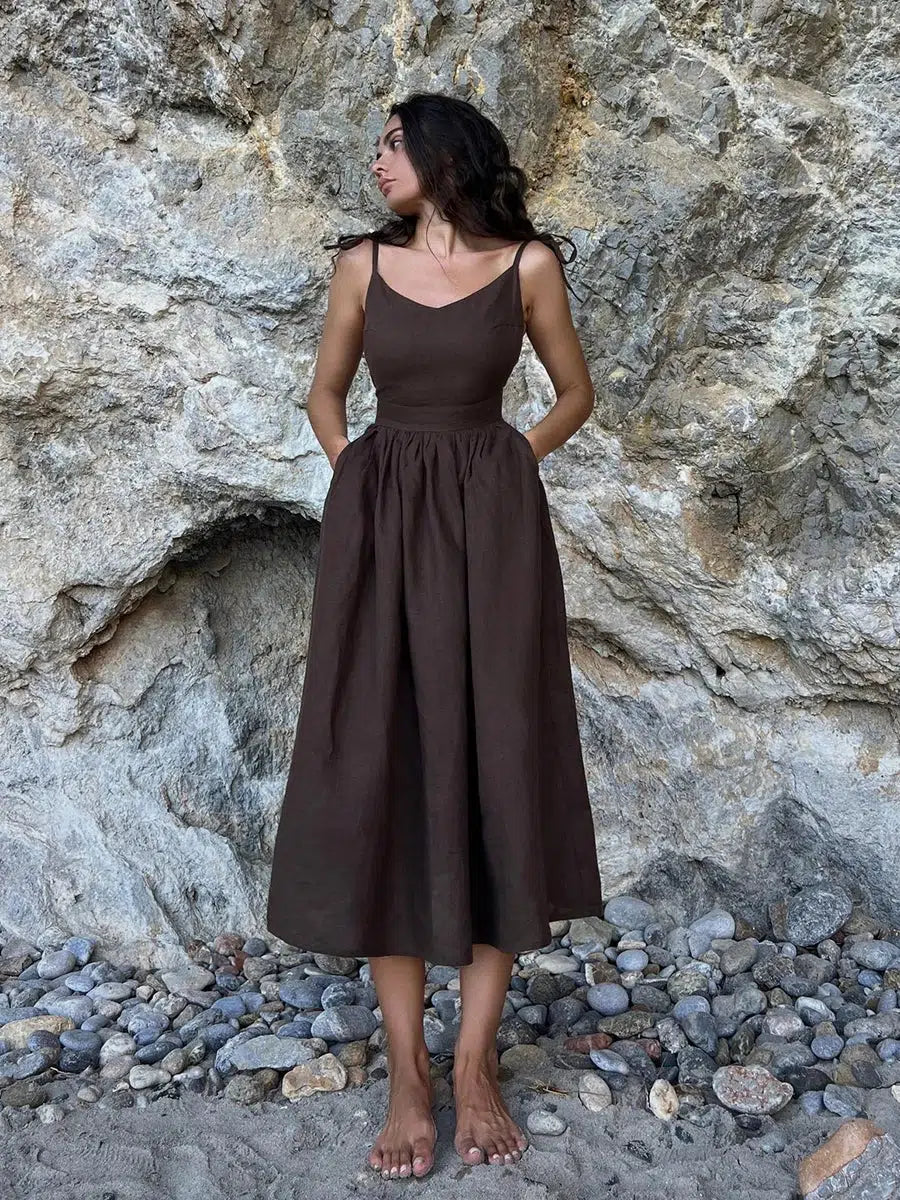Stylish Work Outfits, Outfit Summer Ideas Linen Midi Dress Stylish Work Outfits, Outfit Summer Ideas Linen Midi Dress