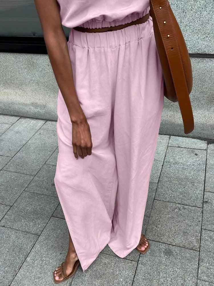 Stylish Work Outfits, Outfit Summer Ideas Linen Top & Pants Two Piece Set Stylish Work Outfits, Outfit Summer Ideas Linen Top & Pants Two Piece Set