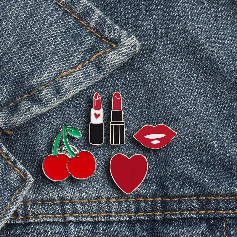Stylish Work Outfits, Outfit Summer Ideas Lipstick Heart Cherry Lip Pins