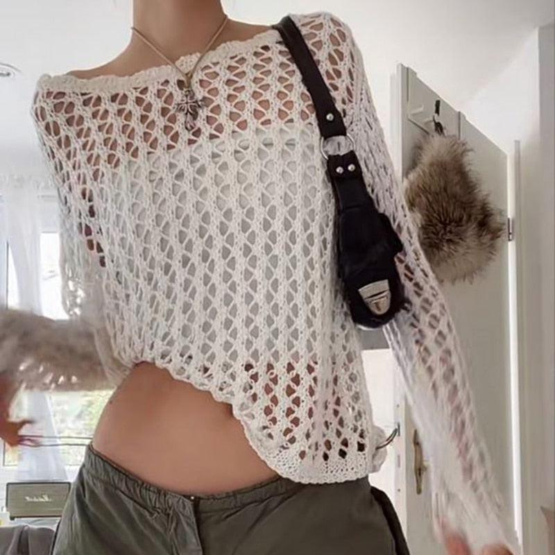 Stylish Work Outfits, Outfit Summer Ideas Long Sleeve Fishnet Top Stylish Work Outfits, Outfit Summer Ideas Long Sleeve Fishnet Top