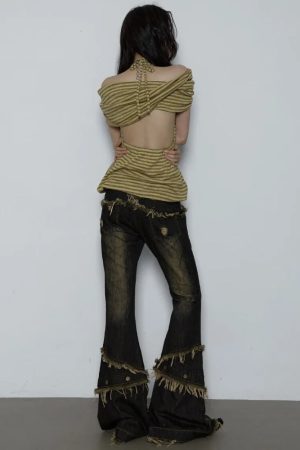 Stylish Work Outfits, Outfit Summer Ideas Low Rise Flare Jeans