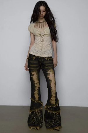 Stylish Work Outfits, Outfit Summer Ideas Low Rise Flare Jeans