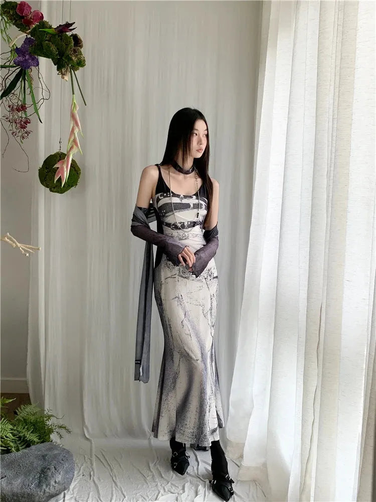 Stylish Work Outfits, Outfit Summer Ideas Marble Maxi Dress