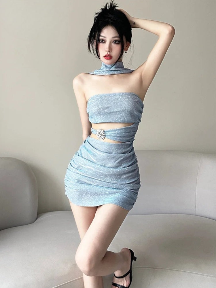 Stylish Work Outfits, Outfit Summer Ideas Mermaidcore Glitter Mini Dress