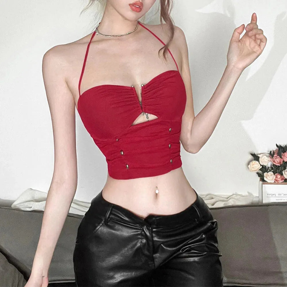 Stylish Work Outfits, Outfit Summer Ideas Mesh Halter Neck Crop Top Stylish Work Outfits, Outfit Summer Ideas Mesh Halter Neck Crop Top