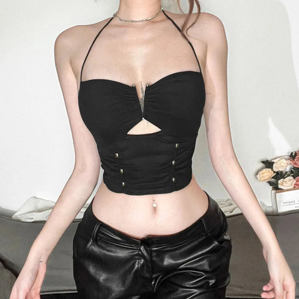 Stylish Work Outfits, Outfit Summer Ideas Mesh Halter Neck Crop Top Stylish Work Outfits, Outfit Summer Ideas Mesh Halter Neck Crop Top