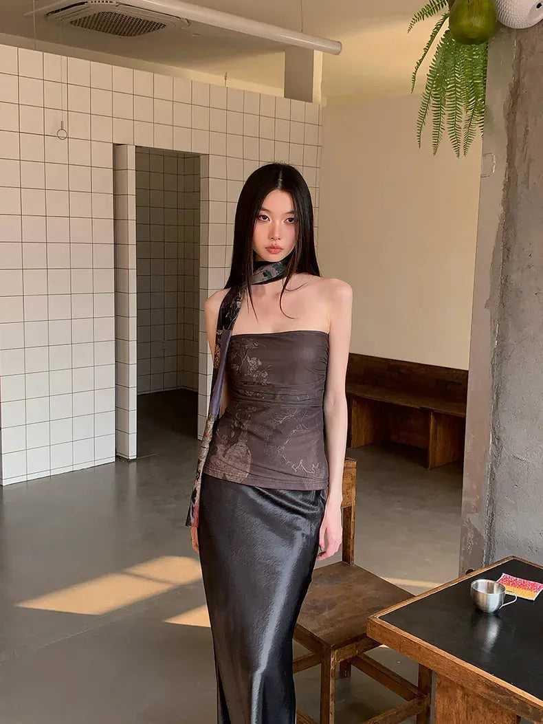 Stylish Work Outfits, Outfit Summer Ideas Mesh Layered Tube Top Stylish Work Outfits, Outfit Summer Ideas Mesh Layered Tube Top