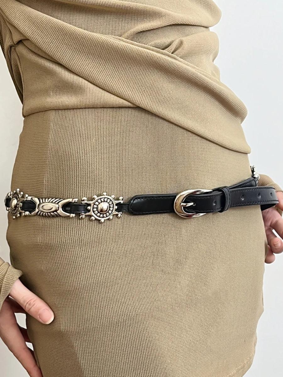 Stylish Work Outfits, Outfit Summer Ideas Metal Faux Leather Tiny Belt