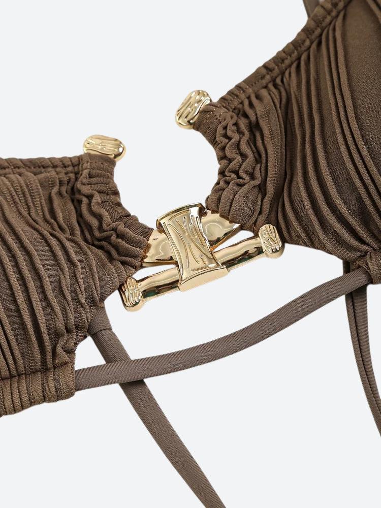 Stylish Work Outfits, Outfit Summer Ideas Metal Hardware Criss Cross Bikini Set Stylish Work Outfits, Outfit Summer Ideas Metal Hardware Criss Cross Bikini Set