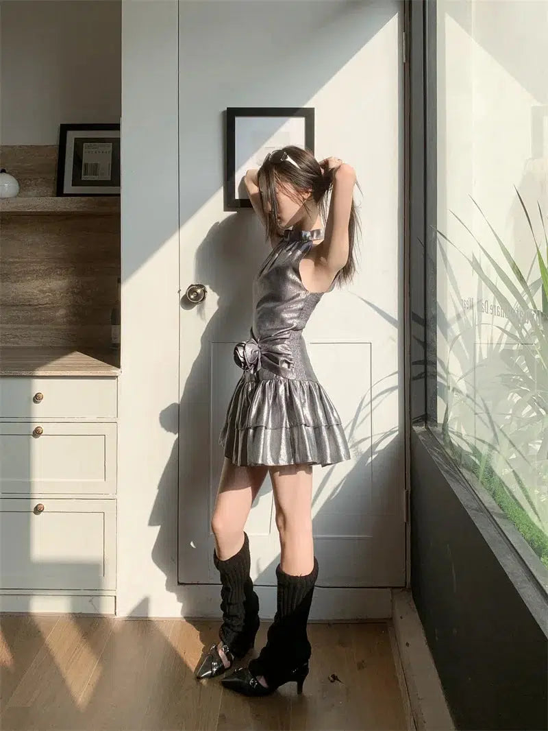 Stylish Work Outfits, Outfit Summer Ideas Metallic Mini Dress Stylish Work Outfits, Outfit Summer Ideas Metallic Mini Dress