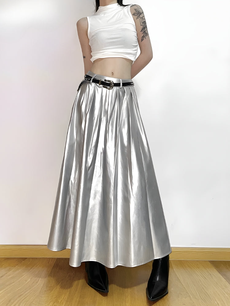 Stylish Work Outfits, Outfit Summer Ideas Metallic Silver Maxi Dress