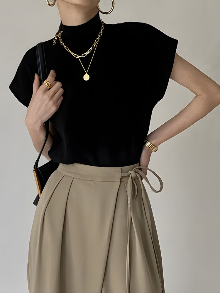 Stylish Work Outfits, Outfit Summer Ideas Mock Neck Sweater Stylish Work Outfits, Outfit Summer Ideas Mock Neck Sweater