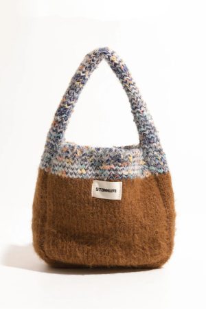 Stylish Work Outfits, Outfit Summer Ideas Multicolor Knitted Bucket Bag