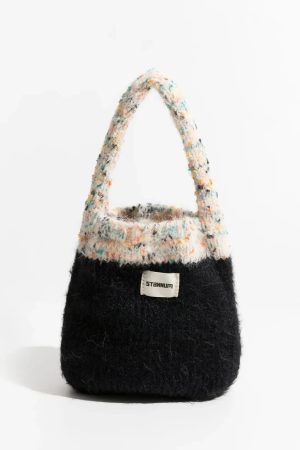 Stylish Work Outfits, Outfit Summer Ideas Multicolor Knitted Bucket Bag