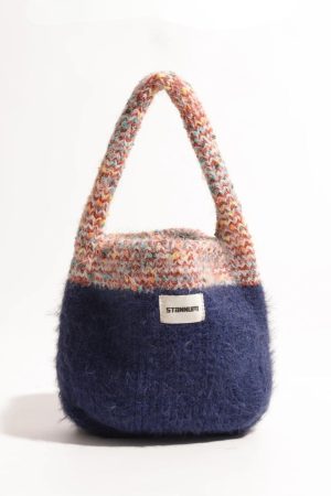 Stylish Work Outfits, Outfit Summer Ideas Multicolor Knitted Bucket Bag