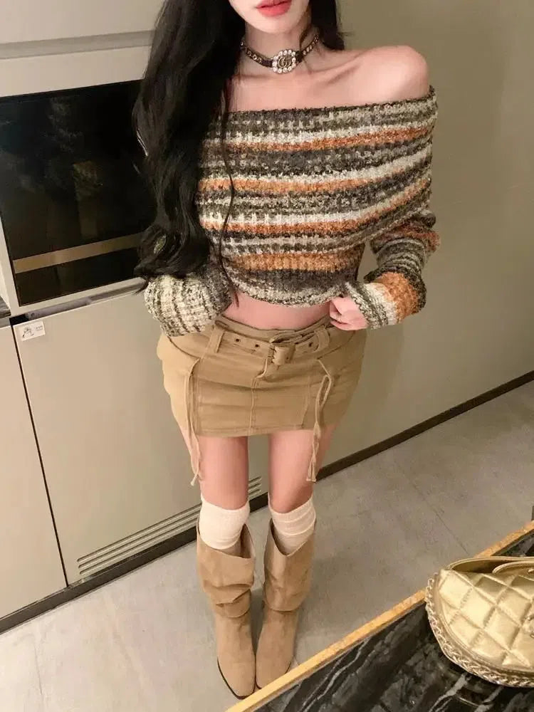 Stylish Work Outfits, Outfit Summer Ideas Off Shoulder Cropped Sweater Stylish Work Outfits, Outfit Summer Ideas Off Shoulder Cropped Sweater