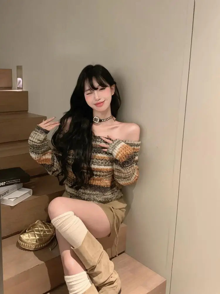 Stylish Work Outfits, Outfit Summer Ideas Off Shoulder Cropped Sweater Stylish Work Outfits, Outfit Summer Ideas Off Shoulder Cropped Sweater