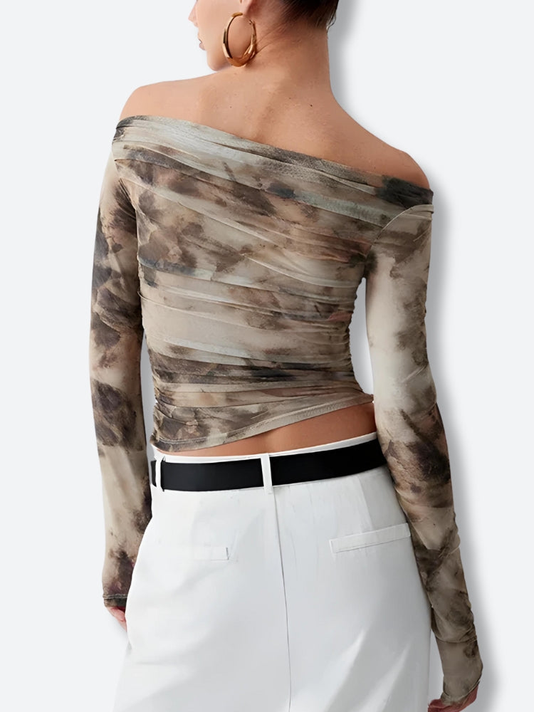 Stylish Work Outfits, Outfit Summer Ideas Off Shoulder Ruched Mesh Top Stylish Work Outfits, Outfit Summer Ideas Off Shoulder Ruched Mesh Top