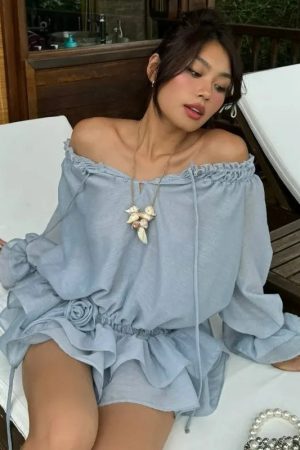 Stylish Work Outfits, Outfit Summer Ideas Off Shoulder Ruffled Mini Dress