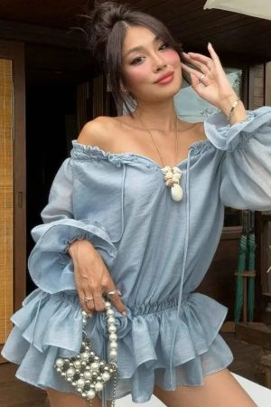 Stylish Work Outfits, Outfit Summer Ideas Off Shoulder Ruffled Mini Dress