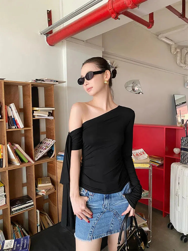 Stylish Work Outfits, Outfit Summer Ideas One Shoulder Basic Top