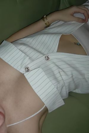 Stylish Work Outfits, Outfit Summer Ideas Open Front Striped Shirt Top