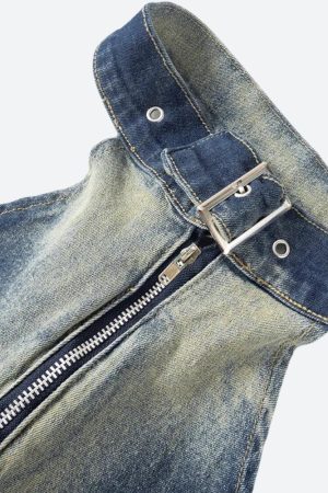 Stylish Work Outfits, Outfit Summer Ideas Open Front Zip-Up Denim Top